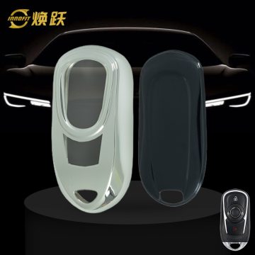 BUA1T1-White Transparent Button-Silver Plating- Car Key Cover For Buick