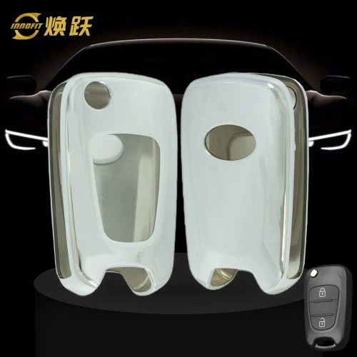 HYG1T1-White Transparent Button-Silver Plating- Car Key Cover For Hyundai Kia