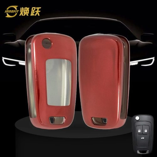 BUE1T1-White Transparent Button-Red Plating- Car Key Cover For Buick