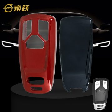 AUA1T1-White Transparent Button-Red Plating- Car Key Cover For Audi