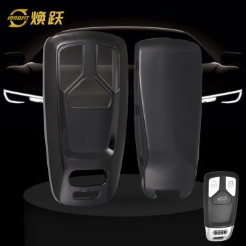 AUA1T1-White Transparent Button-Black Plating- Car Key Cover For Audi