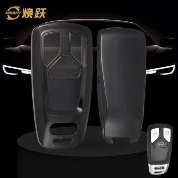 AUA1T1-White Transparent Button-Black Plating- Car Key Cover For Audi