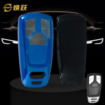 AUA1T1-White Transparent Button-Blue Plating- Car Key Cover For Audi