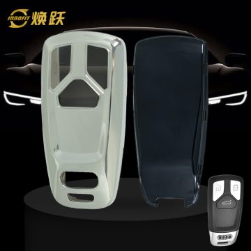 AUA1T1-White Transparent Button-Silver Plating- Car Key Cover For Audi