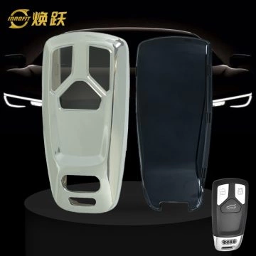 AUA1T1-White Transparent Button-Silver Plating- Car Key Cover For Audi