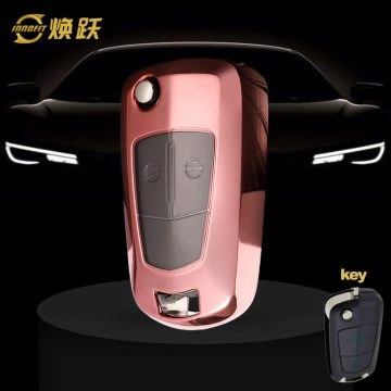 OLA1T1-White Transparent Button-Rose Gold Plating- Car Key Cover For Opel