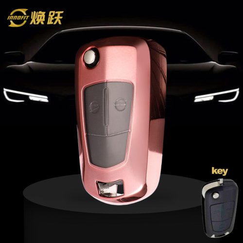 OLA1T1-White Transparent Button-Rose Gold Plating- Car Key Cover For Opel