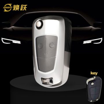 OLA1T1-White Transparent Button-Silver Plating- Car Key Cover For Opel