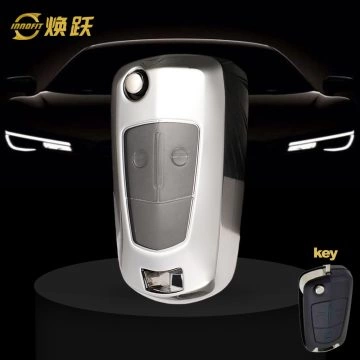 OLA1T1-White Transparent Button-Silver Plating- Car Key Cover For Opel