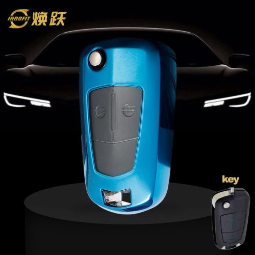 OLA1T1-White Transparent Button-Blue Plating- Car Key Cover For Opel