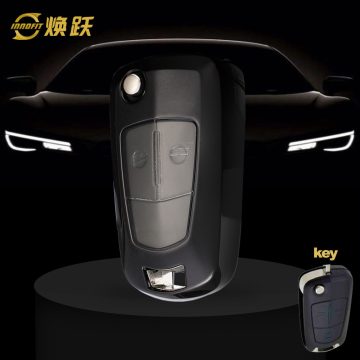OLA1T1-White Transparent Button-Black Plating- Car Key Cover For Opel