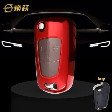 OLA1T1-White Transparent Button-Red Plating- Car Key Cover For Opel