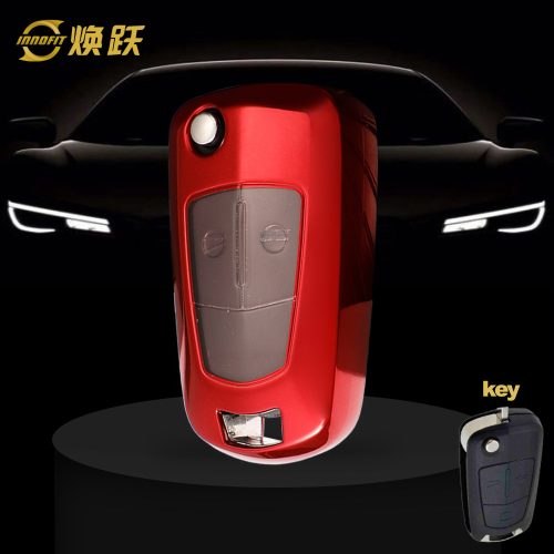 OLA1T1-White Transparent Button-Red Plating- Car Key Cover For Opel