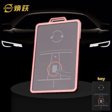 TEB1T1-White Transparent Button-Rose Gold Plating- Car Key Cover For Tesla