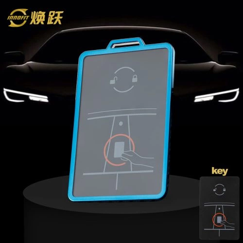 TEB1T1-White Transparent Button-Blue Plating- Car Key Cover For Tesla