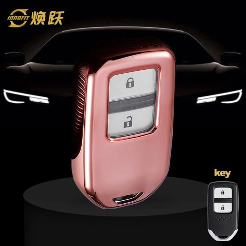 HOA1T1-White Transparent Button-Rose Gold Plating- Car Key Cover For Honda