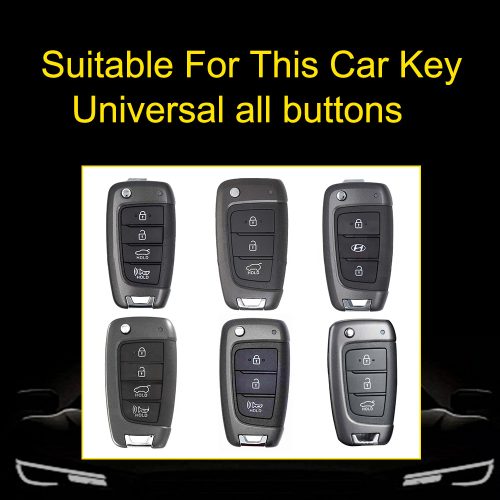 HYB1T1-White Transparent Button-Rose Gold Plating- Car Key Cover For Hyundai