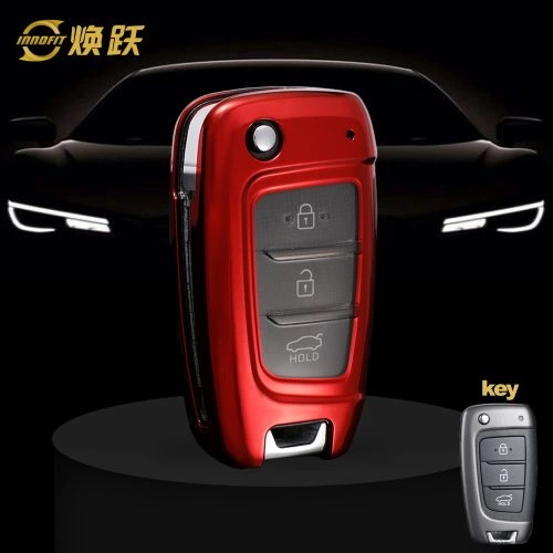 HYB1T1-White Transparent Button-Red Plating- Car Key Cover For Hyundai