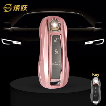 POA1T1-White Transparent Button-Rose Gold Plating- Car Key Cover For Porsche