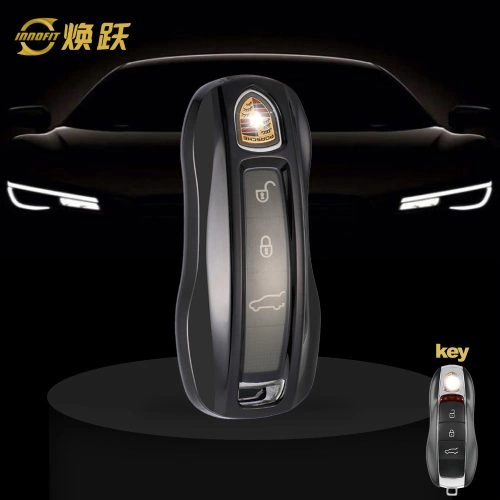 POA1T1-White Transparent Button-Black Plating- Car Key Cover For Porsche