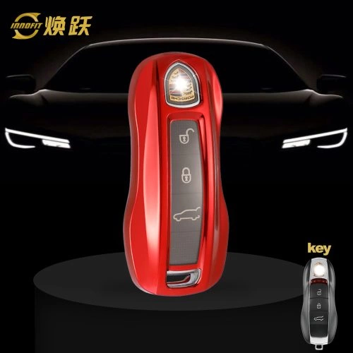 POA1T1-White Transparent Button-Red Plating- Car Key Cover For Porsche