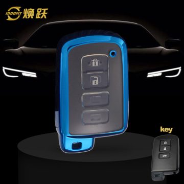 TOD1T1-White Transparent Button-Blue Plating- Car Key Cover For Toyota