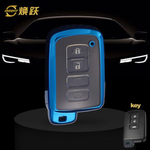 TOD1T1-White Transparent Button-Blue Plating- Car Key Cover For Toyota