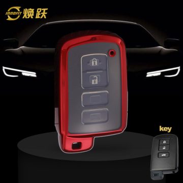 TOD1T1-White Transparent Button-Red Plating- Car Key Cover For Toyota