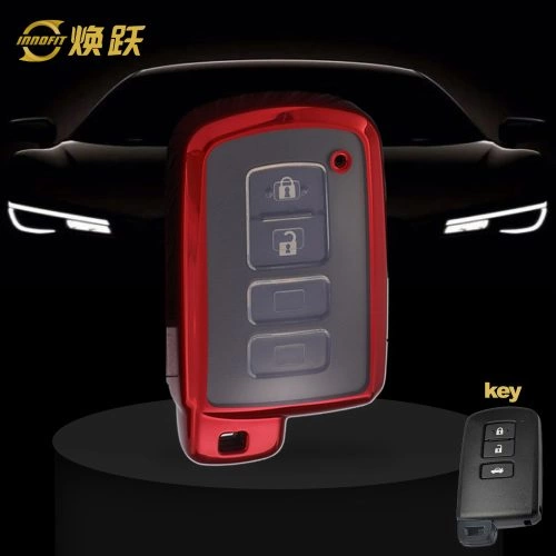 TOD1T1-White Transparent Button-Red Plating- Car Key Cover For Toyota