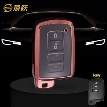 TOD1T1-White Transparent Button-Rose Gold Plating- Car Key Cover For Toyota