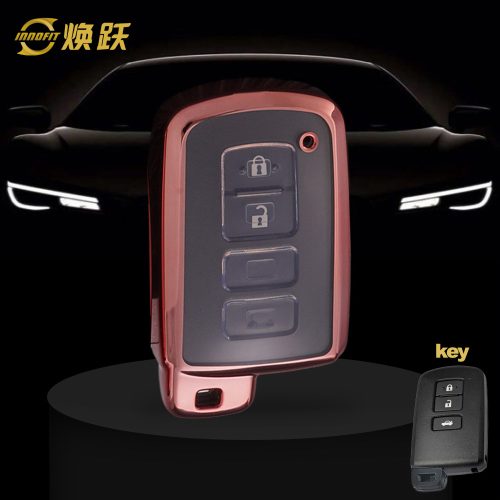 TOD1T1-White Transparent Button-Rose Gold Plating- Car Key Cover For Toyota