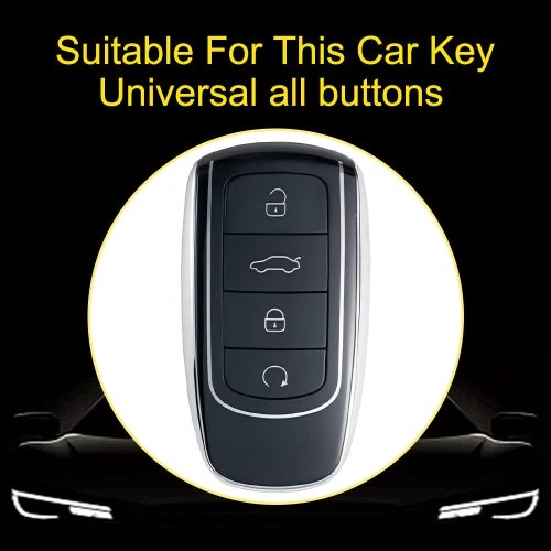 CRC1T1-White Transparent Button-Red Plating- Car Key Cover For Chery