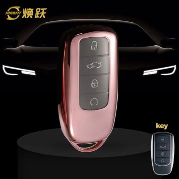 CRC1T1-White Transparent Button-Rose Gold Plating- Car Key Cover For Chery