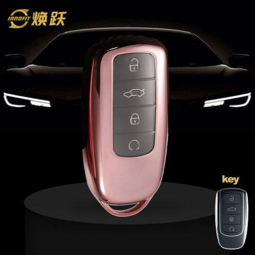 CRC1T1-White Transparent Button-Rose Gold Plating- Car Key Cover For Chery