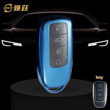 CRC1T1-White Transparent Button-Blue Plating- Car Key Cover For Chery
