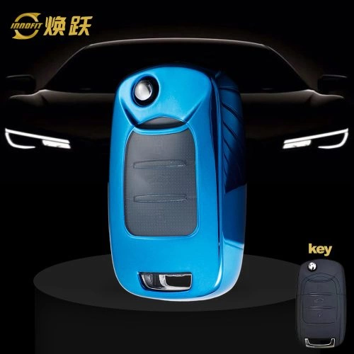 WUA1T1-White Transparent Button-Blue Plating- Car Key Cover For Wuling