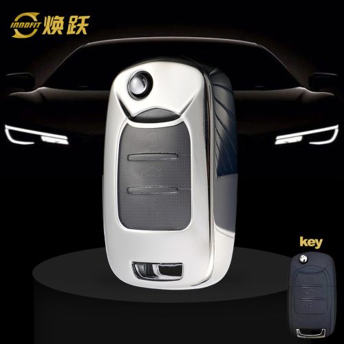 WUA1T1-White Transparent Button-Silver Plating- Car Key Cover For Wuling