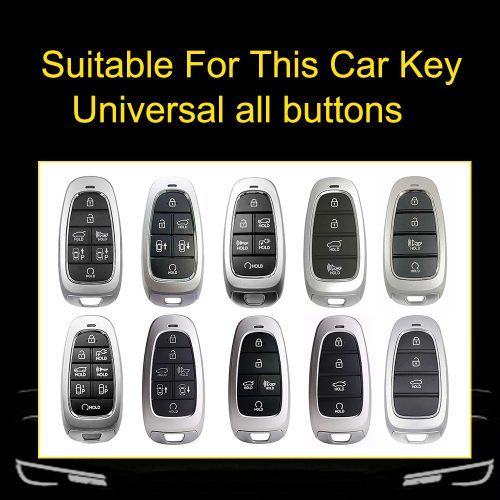 HYE1T1-White Transparent Button-Blue Plating- Car Key Cover For Hyundai