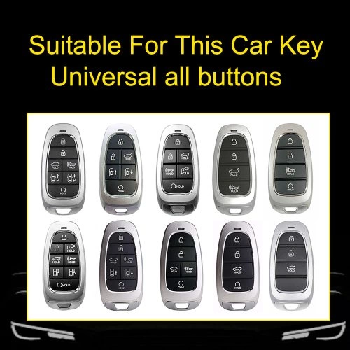 HYE1T1-White Transparent Button-Blue Plating- Car Key Cover For Hyundai