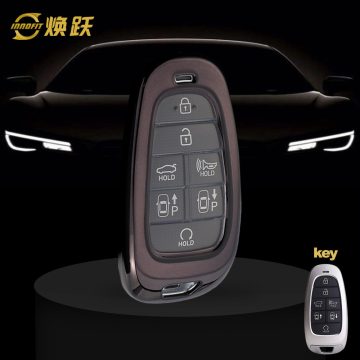 HYE1T1-White Transparent Button-Black Plating- Car Key Cover For Hyundai