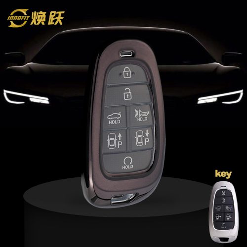 HYE1T1-White Transparent Button-Black Plating- Car Key Cover For Hyundai