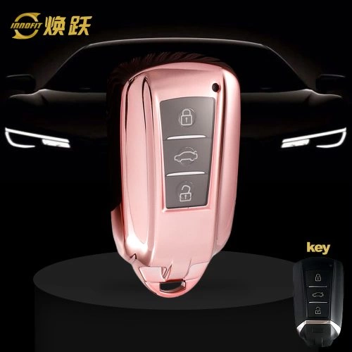 VED1T1-White Transparent Button-Rose Gold Plating- Car Key Cover For Venucia