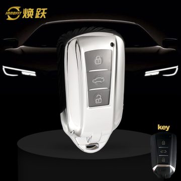 VED1T1-White Transparent Button-Silver Plating- Car Key Cover For Venucia