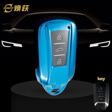 VED1T1-White Transparent Button-Blue Plating- Car Key Cover For Venucia