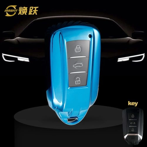 VED1T1-White Transparent Button-Blue Plating- Car Key Cover For Venucia