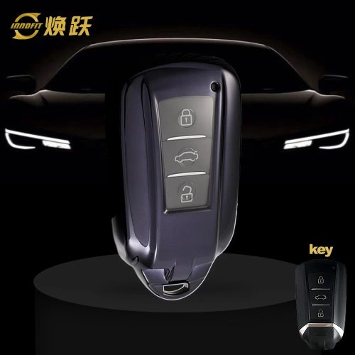 VED1T1-White Transparent Button-Black Plating- Car Key Cover For Venucia