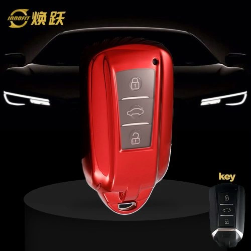 VED1T1-White Transparent Button-Red Plating- Car Key Cover For Venucia