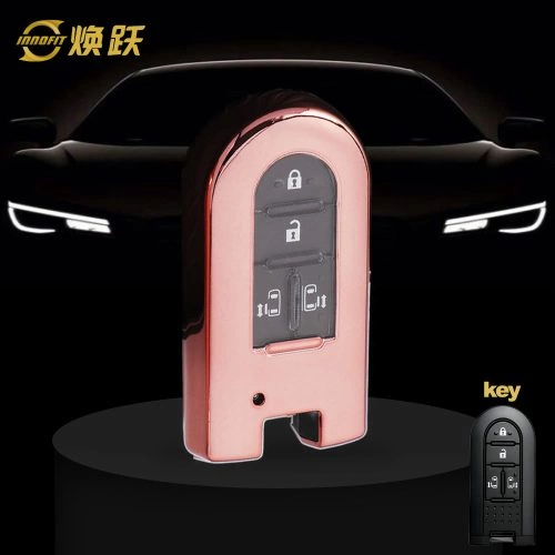 TOE1T1-White Transparent Button-Rose Gold Plating- Car Key Cover For Toyota