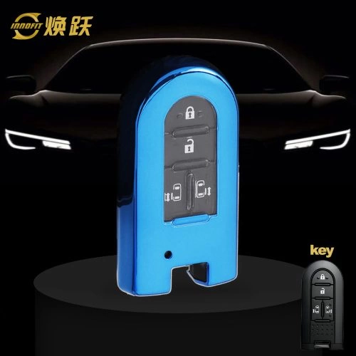 TOE1T1-White Transparent Button-Blue Plating- Car Key Cover For Toyota