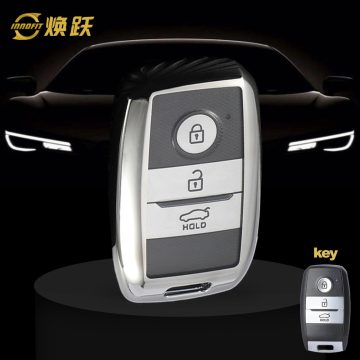 KIH1T1-White Transparent Button-Silver Plating- Car Key Cover For Kia